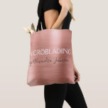 Pink & Rose Gold Brushed Metal Microblading Tote Bag<br><div class="desc">Blush Pink - Rose Gold Foil Microblading eyebrows supplies bag. The business contact name and profession can be changed to be used for any type of business. Please contact the designer for additional matching items.</div>