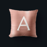 Pink Rose Gold Brushed Metal Monogram Name Cushion<br><div class="desc">Blush Pink - Rose Gold Foil  Brushed Metal Monogram Name and Initial Pillow. The monogrammed pillow makes the perfect Bridal Shower,  Bachelorette Party,  Baby Shower,  Wedding or Sweet 16,  18th,  21st,  30th,  40th,  50th,  or 60th Birthday gift for someone decorating her room in elegant and modern rose gold.</div>