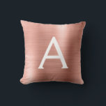Pink Rose Gold Brushed Metal Monogram Name Cushion<br><div class="desc">Blush Pink - Rose Gold Foil  Brushed Metal Monogram Name and Initial Pillow. The monogrammed pillow makes the perfect Bridal Shower,  Bachelorette Party,  Baby Shower,  Wedding or Sweet 16,  18th,  21st,  30th,  40th,  50th,  or 60th Birthday gift for someone decorating her room in elegant and modern rose gold.</div>