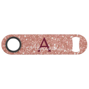 Pink Rose Gold Burgundy Glitter & Sparkle Monogram