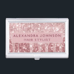 Pink Rose Gold Burgundy Glitter Sparkle Monogram Business Card Holder<br><div class="desc">Blush Pink - Rose Gold and Burgundy Faux Dripping Glitter and Sparkle Elegant Girly Business Card Holder. This Business Card Holder can be customised to include your first and last name.</div>