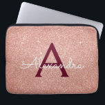 Pink Rose Gold Burgundy Glitter Sparkle Monogram Laptop Sleeve<br><div class="desc">Blush Pink and Rose Gold Burgundy Faux Glitter and Sparkle Elegant Monogram Case. This case can be customised to include your initial and first name.</div>