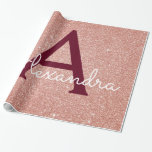 Pink Rose Gold Burgundy Glitter Sparkle Monogram Wrapping Paper<br><div class="desc">Blush Pink - Rose Gold and Burgundy Faux Glitter and Sparkle Elegant Gift Wrapping Paper. This gift wrapping paper can be customised to include your initial and first name for a gift package for a Girl's Baby Shower,  Bridal Shower,  Bachelorette Party or Girl's Birthday Party.</div>