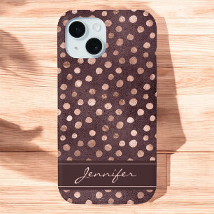 Pink Rose Gold - Burgundy Polka Dot Pattern Case-Mate iPhone Case