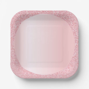 Pink Rose Gold Colour Glitter Trendy Template Paper Plate