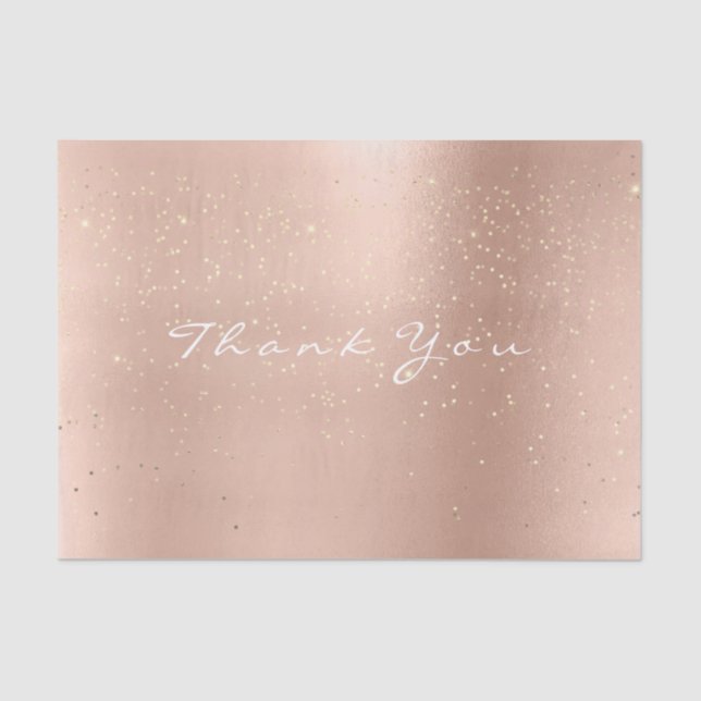 Pink Rose Gold Confetti  Blush Thank You Name Tissue Paper (Front)