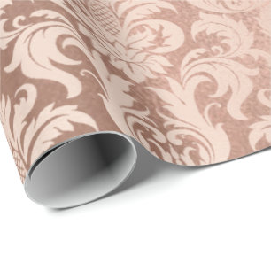Pink Rose Gold Copper Metallic Royal Antoniette Wrapping Paper