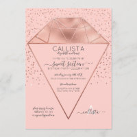 Pink Rose Gold Diamond Confetti Glitter Sweet 16