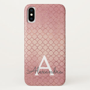 Pink Rose Gold Elegant Pattern Monogram Case-Mate iPhone Case