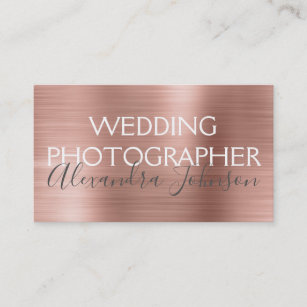 Pink & Rose Gold Elegant Wedding Photographer Business Card