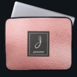 Pink Rose Gold Faux Foil Monogram Laptop Sleeve<br><div class="desc">Pink Rose Gold Faux Foil Elegant Monogram Case. This case can be customised to include your initial and first name.</div>