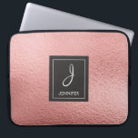 Pink Rose Gold Faux Foil Monogram Laptop Sleeve<br><div class="desc">Pink Rose Gold Faux Foil Elegant Monogram Case. This case can be customised to include your initial and first name.</div>