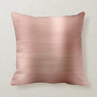Pink Rose Gold Faux Powder Diamond Sequin Metal Cushion