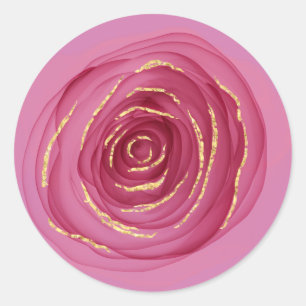 Pink Rose Gold Flower Favour Delicate Ing Painted  Classic Round Sticker