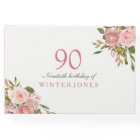 Pink Rose Gold Flowers 90th Birthday Party
