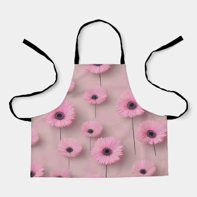 Pink Rose Gold Flowers Gift Apron (Front)