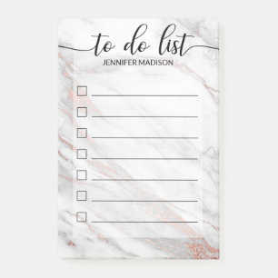 Pink Rose Gold Foil Marble Checkboxes TO DO LIST Post-it Notes