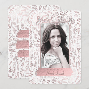 Pink Rose Gold Foil Modern Bridal Shower Photo Invitation