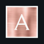Pink Rose Gold Girly Foil Monogram Birthday Napkin<br><div class="desc">Pink Rose Gold Faux Foil Girly Stainless Steel Elegant Monogram Birthday Party Napkins. This Birthday Party Napkins can be customised to include your initial and first name.</div>