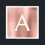 Pink Rose Gold Girly Foil Monogram Birthday Napkin<br><div class="desc">Pink Rose Gold Faux Foil Girly Stainless Steel Elegant Monogram Birthday Party Napkins. This Birthday Party Napkins can be customised to include your initial and first name.</div>