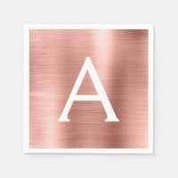 Pink Rose Gold Girly Foil Monogram Birthday