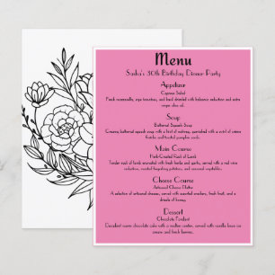 Pink-Rose Gold Glam Party Menu