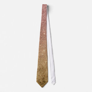 Pink Rose Gold Glitter and Gold Foil Mesh Tie