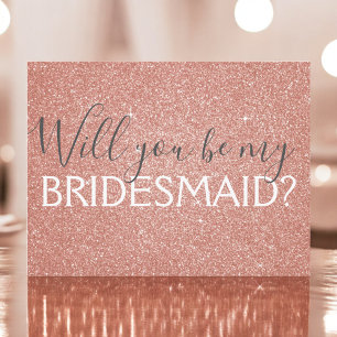 Pink Rose Gold Glitter and Sparkle Bridesmaid Invitation Postcard
