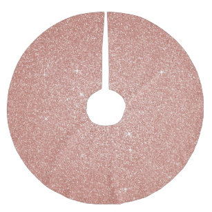 Pink Rose Gold Glitter and Sparkle Girly Brushed Polyester Tree Skirt