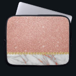 Pink Rose Gold Glitter and Sparkle Marble Laptop Sleeve<br><div class="desc">Pink Rose Gold Faux Glitter and Sparkle Elegant Marble Stone Sleeve.</div>