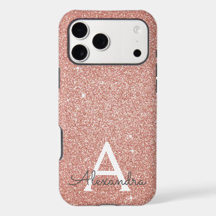 Pink Rose Gold Glitter and Sparkle Monogram