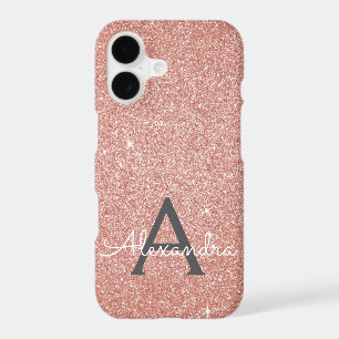 Pink Rose Gold Glitter and Sparkle Monogram