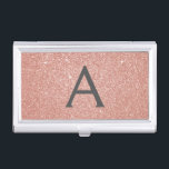 Pink Rose Gold Glitter and Sparkle Monogram Business Card Holder<br><div class="desc">Pink Rose Gold and Charcoal Grey (grey) Faux Glitter and Sparkle Elegant Monogram Business Card Holder is perfect for a Microblading,  Nail Salon,  Skin Care,  Eyelash Extension or Hair and Make Up Beauty Salon Business. This Business Card Holder can be customised to include your initial and first name.</div>