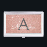 Pink Rose Gold Glitter and Sparkle Monogram Business Card Holder<br><div class="desc">Pink Rose Gold and Charcoal Grey (grey) Faux Glitter and Sparkle Elegant Monogram Business Card Holder is perfect for a Microblading,  Nail Salon,  Skin Care,  Eyelash Extension or Hair and Make Up Beauty Salon Business. This Business Card Holder can be customised to include your initial and first name.</div>
