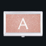 Pink Rose Gold Glitter and Sparkle Monogram Business Card Holder<br><div class="desc">Pink Rose Gold Faux Glitter and Sparkle Elegant Monogram Business Card Holder for beauty professional such as a Skin Care, Microblading, Eyelash Extensions, Hair or Makeup Beauty Salon Manager or Employee. This Business Card Holder can be customised to include your initial and first name and makes a great birthday or...</div>