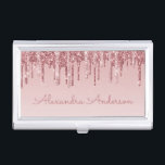 Pink Rose Gold Glitter and Sparkle Monogram Business Card Holder<br><div class="desc">Pink Rose Gold Faux Dripping Glitter and Sparkle Elegant Girly Business Card Holder. This Business Card Holder can be customised to include your first and last name.</div>