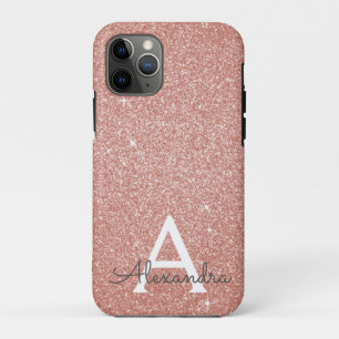 Pink Rose Gold Glitter and Sparkle Monogram Case-Mate iPhone Case