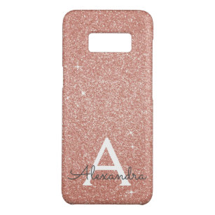 Pink Rose Gold Glitter and Sparkle Monogram Case-Mate Samsung Galaxy S8 Case
