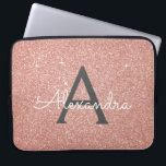 Pink Rose Gold Glitter and Sparkle Monogram Laptop Sleeve<br><div class="desc">Pink Rose Gold  and Charcoal Grey (Grey) Faux Glitter and Sparkle Elegant Monogram Case. This case can be customised to include your initial and first name.</div>