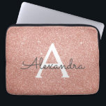 Pink Rose Gold Glitter and Sparkle Monogram Laptop Sleeve<br><div class="desc">Pink Rose Gold Faux Glitter and Sparkle Elegant Monogram Case. This case can be customised to include your initial and first name.</div>