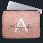 Pink Rose Gold Glitter and Sparkle Monogram Laptop Sleeve<br><div class="desc">Pink Rose Gold Faux Glitter and Sparkle Elegant Monogram Case. This case can be customised to include your initial and first name.</div>