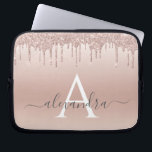 Pink Rose Gold Glitter and Sparkle Monogram Laptop Sleeve<br><div class="desc">Pink Rose Gold Faux Glitter and Sparkle Elegant Monogram Case. This case can be customised to include your initial and first name.</div>