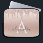 Pink Rose Gold Glitter and Sparkle Monogram Laptop Sleeve<br><div class="desc">Pink Rose Gold Faux Glitter and Sparkle Elegant Monogram Case. This case can be customised to include your initial and first name.</div>