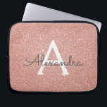 Pink Rose Gold Glitter and Sparkle Monogram Laptop Sleeve<br><div class="desc">Pink Rose Gold Faux Glitter and Sparkle Elegant Monogram Case. This case can be customised to include your initial and first name.</div>