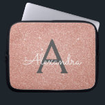 Pink Rose Gold Glitter and Sparkle Monogram Laptop Sleeve<br><div class="desc">Pink Rose Gold Faux Glitter and Sparkle Elegant Monogram Case. This case can be customised to include your initial and first name and makes a great Sweet 16 or Christmas Gift.</div>