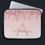 Pink Rose Gold Glitter and Sparkle Monogram Laptop Sleeve<br><div class="desc">Blush Pink - Rose Gold Faux Dripping Glitter and Sparkle Elegant Monogram Laptop Computer Case. This monogrammed case can be customised to include your initial and first name.</div>