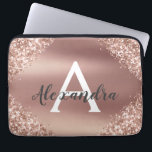 Pink Rose Gold Glitter and Sparkle Monogram Laptop Sleeve<br><div class="desc">Pink Rose Gold Faux Glitter and Sparkle Metallic Foil Elegant Monogram Case. This case can be customised to include your initial and first name.</div>