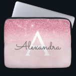 Pink Rose Gold Glitter and Sparkle Monogram Laptop Sleeve<br><div class="desc">Pink Rose Gold Faux Glitter and Sparkle Modern and Elegant Monogram Case. This case can be customised to include your initial and first name.</div>