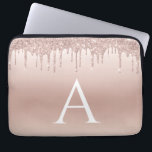 Pink Rose Gold Glitter and Sparkle Monogram Laptop Sleeve<br><div class="desc">Pink Rose Gold Faux Glitter and Sparkle Elegant Monogram Case. This case can be customised to include your initial and first name.</div>