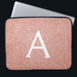 Pink Rose Gold Glitter and Sparkle Monogram Laptop Sleeve<br><div class="desc">Pink Rose Gold Faux Glitter and Sparkle Elegant Monogram Case. This case can be customised to include your initial and first name.</div>